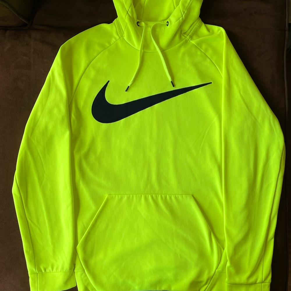 NIKE ~ Neon Therma-Fit Hoodie w/ Black Stitched Check ~ Perfect Condition